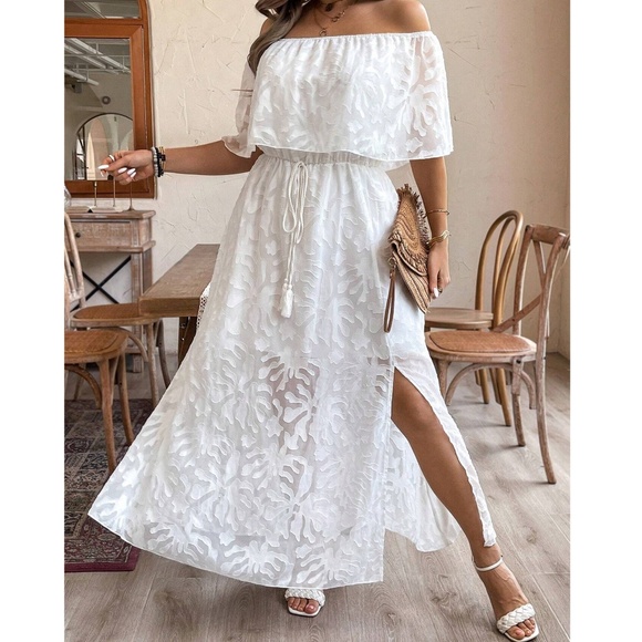 Dresses & Skirts - Plus Floral Print Off Shoulder Ruffle Maxi Dress